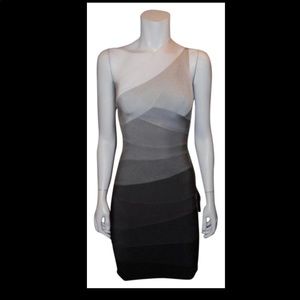 One Shoulder Striped Herve Leger Dress